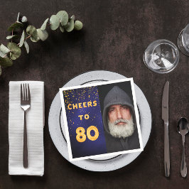 Guardanapo De Papel Balões de ouro 80 festa de aniversário azul