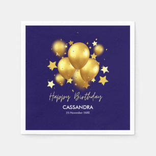 Guardanapo De Papel Balões de Ouro Silas Estrelas Marinho Aniversário
