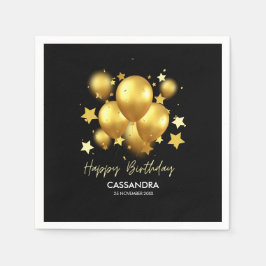 Guardanapo De Papel Balões de Ouro Silenciosos Stars Black Birday