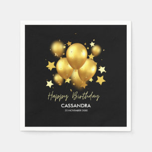 Guardanapo De Papel Balões de Ouro Silenciosos Stars Black Birday