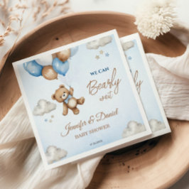 Guardanapo De Papel Balões de Urso de Pelúcia Azul Bege para Chá de Be