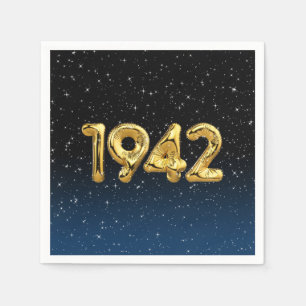 Guardanapo De Papel Balões do Ano de Nascimento de 1942 Dourados com