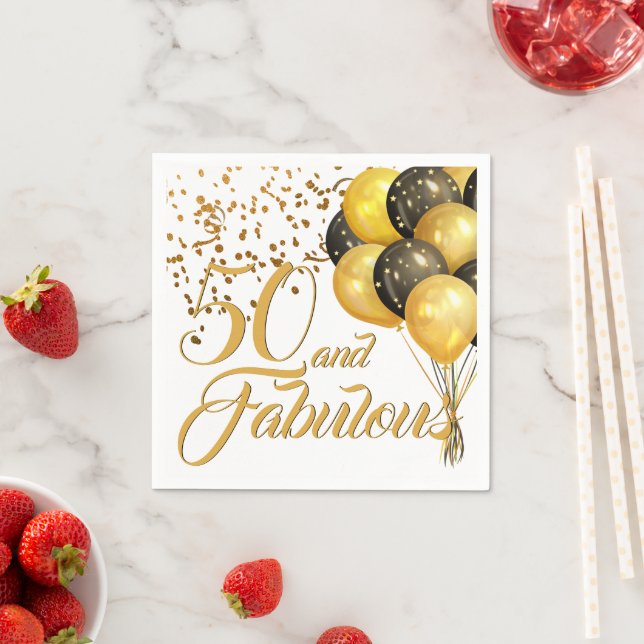 Guardanapo De Papel Balões Dourados de Confetti Elegante 50º Aniversár (Insitu)
