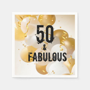 Guardanapo De Papel Balões Dourados e brancos 50 e Nápoles fabulosas