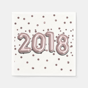 Guardanapo De Papel Balões Rosa Dourado 2018 & Confetes de Folha de Po