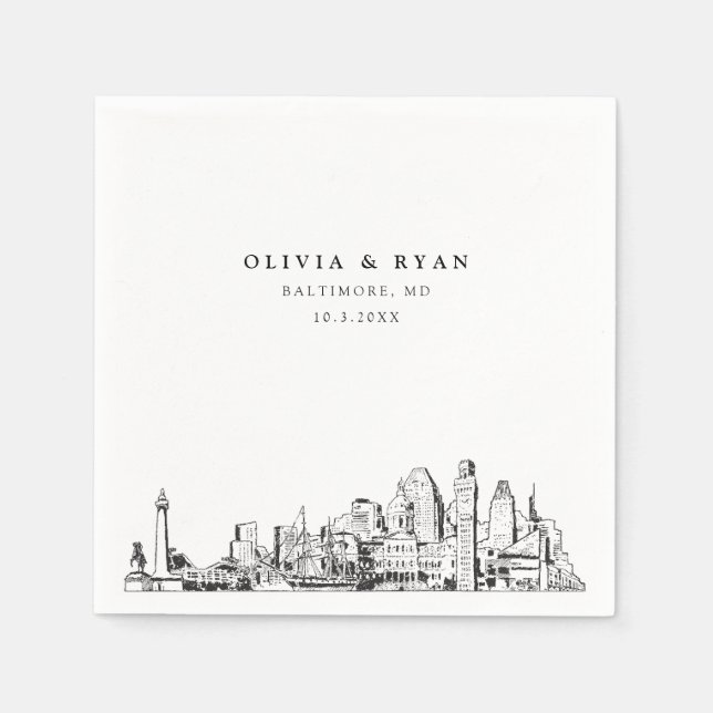 Guardanapo De Papel Baltimore Casamento Mínimo Papel Cocktail Napkin (Frente)