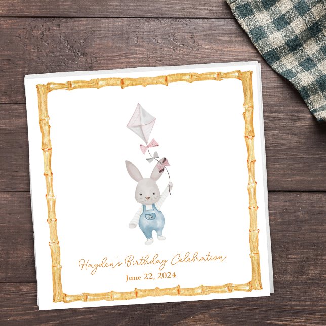 Guardanapo De Papel Bamboo Frame Bunny Personalizou Napkin (Criador carregado)