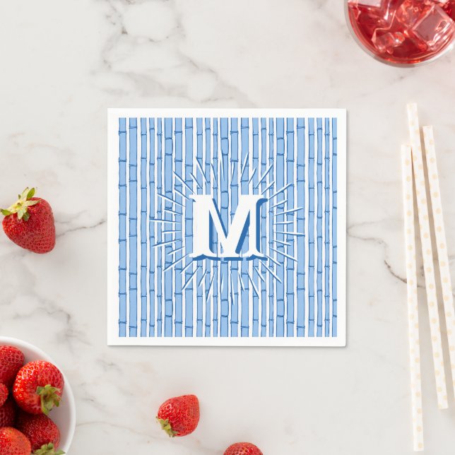 Guardanapo De Papel Bambooey Bamboo Stripe in Blue Personalized (Insitu)