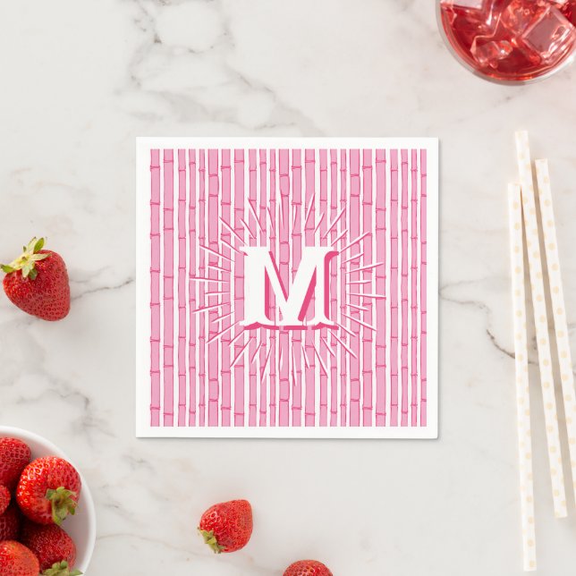 Guardanapo De Papel Bambooey Bamboo Stripe in Pink Personalized (Insitu)