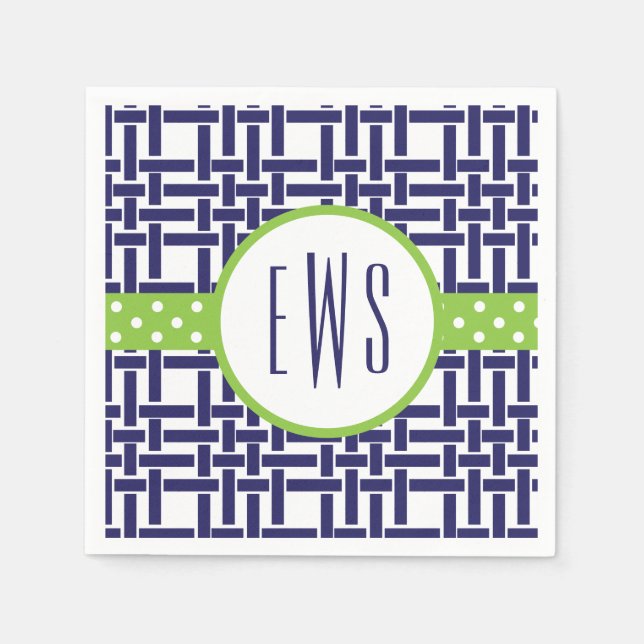 Guardanapo De Papel Bambu & Grosgrain Partido Monograma Napkins (Frente)