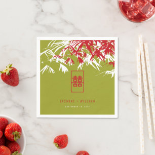 Guardanapo De Papel Bambu Vermelho/Verde Deixa Casamento Chinês Duplo