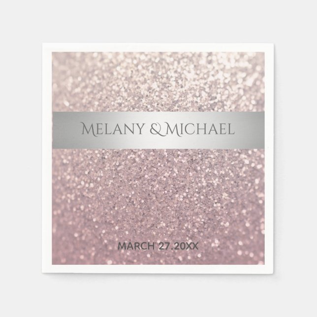 Guardanapo De Papel Banda prateada moderna elegante (Frente)