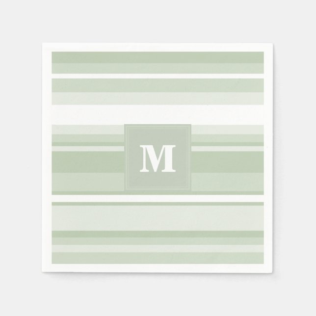 Guardanapo De Papel Banda verde pálida monograma (Frente)
