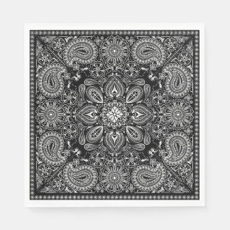 Guardanapo De Papel Bandana Ornamentado preto e branco