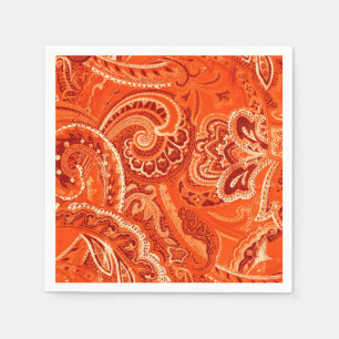 Guardanapo De Papel Bandanna/Bandana retros alaranjados de Paisley