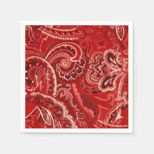 Guardanapo De Papel Bandanna retro chique vermelho de Paisley do hippy