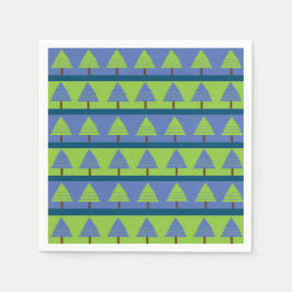 Guardanapo De Papel Bandas Geométricas da Árvore de Natal Verde Azul