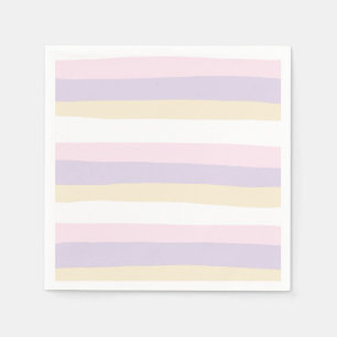 Guardanapo De Papel Bandas irregulares - Pastel rosa, amarelo e roxo