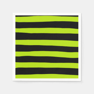 Guardanapo De Papel Bandas irregulares - Verde limão e preto