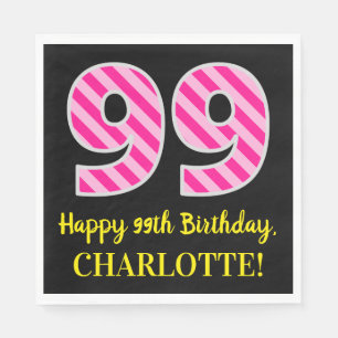 Guardanapo De Papel Bandas Rosa Diversas "99"; Feliz 99º aniversário