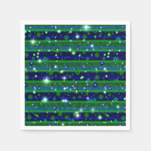 Guardanapo De Papel Bandas verdes azuis com estrelas e gotas de chuva