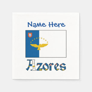 Guardanapo De Papel Bandeira Açoriana Açores Azul Nome Personalizado