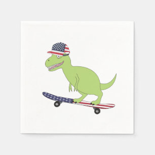Guardanapo De Papel Bandeira Americana Dinosaur Skateboard