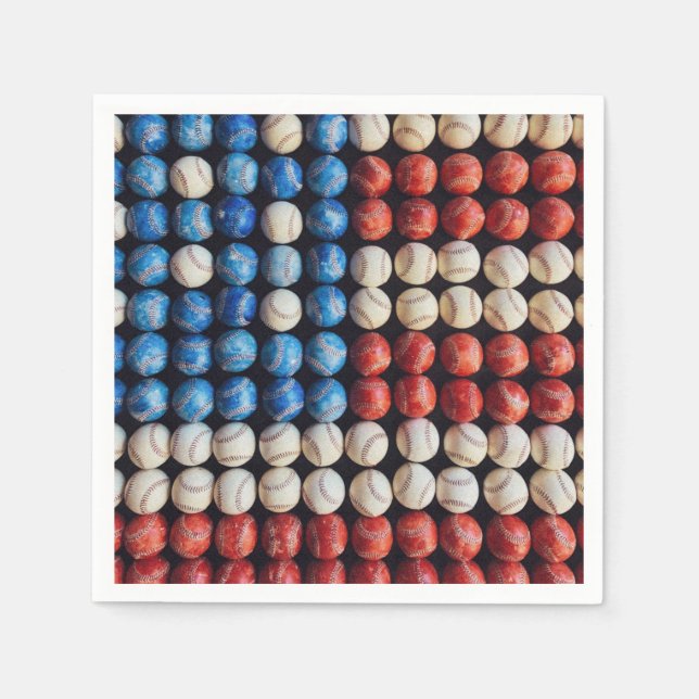 Guardanapo De Papel Bandeira Americana do Baseball (Frente)