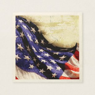 Guardanapo De Papel Bandeira americana do vintage 4o julho