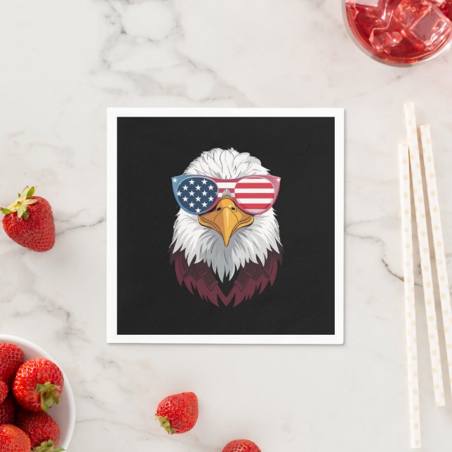 Guardanapo De Papel Bandeira Americana Patriótica Águia 4 De Julho (Insitu)
