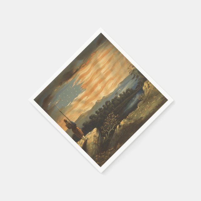 Guardanapo De Papel Bandeira Americana Patriótica no Céu (Canto)