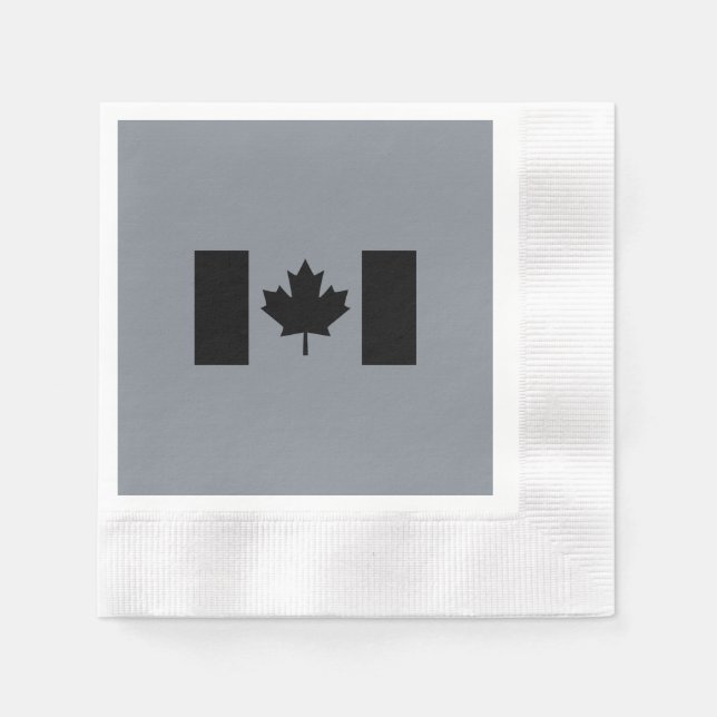 Guardanapo De Papel Bandeira canadense em preto (Frente)