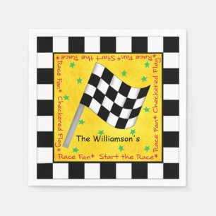 Guardanapo De Papel Bandeira Checkered branca preta que acena a raça