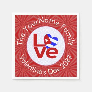 Guardanapo De Papel Bandeira Cubana Red LOVE Personalizado