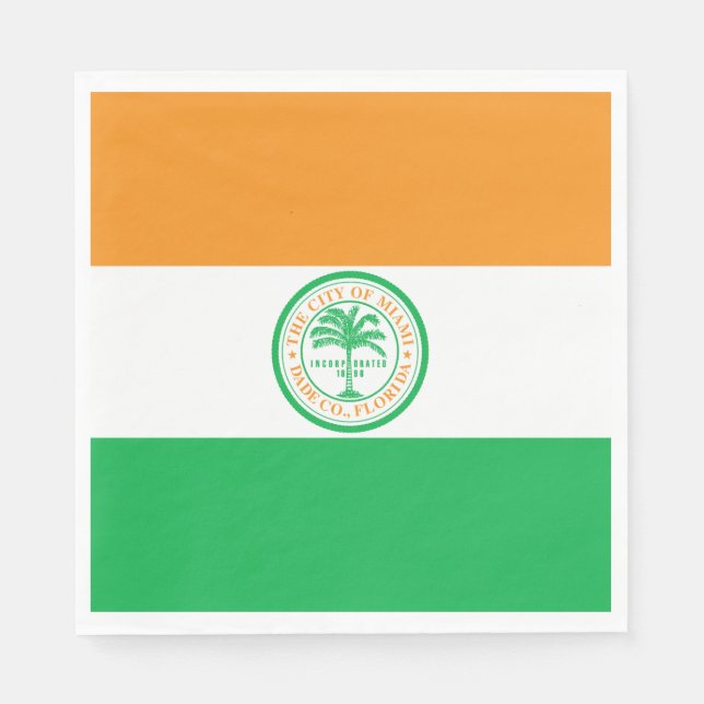 Guardanapo De Papel Bandeira da cidade de Miami (Flórida) (Frente)