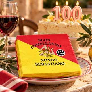 Guardanapo De Papel Bandeira da Sicília Buon Compleanno ou Anniversari