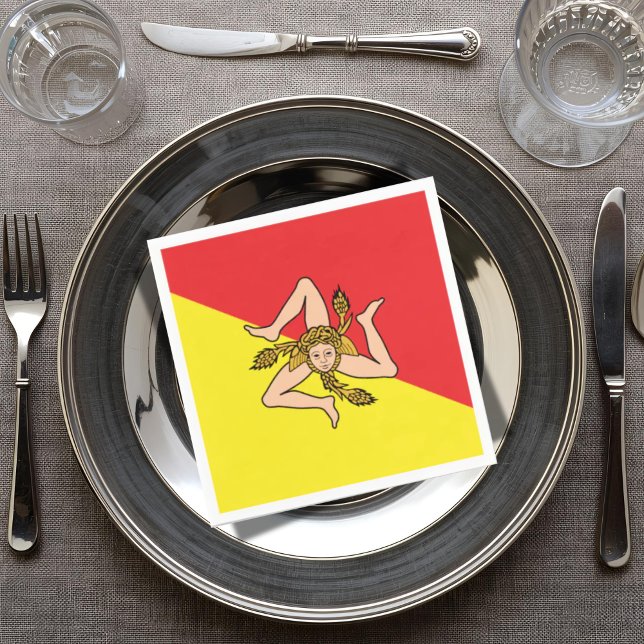 Guardanapo De Papel Bandeira da Sicília Jantar e Festa da Partida Sici (Flag of Sicily Napkins for Sicilian Dinner Table and Celebrations)