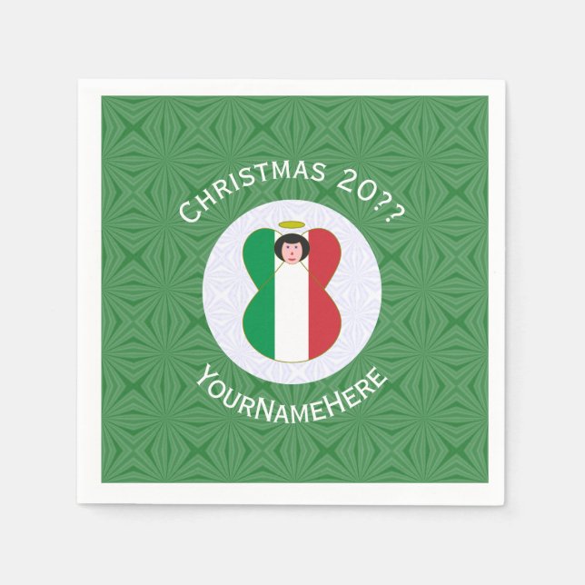 Guardanapo De Papel Bandeira de Natal do Anjo Italiano Personalizada (Frente)