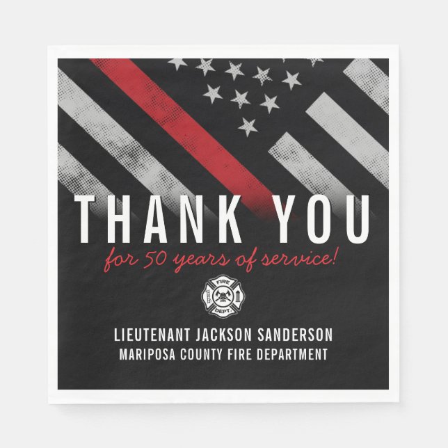 Guardanapo De Papel Bandeira do Bombeiro Aniversário de Aposentação (Frente)