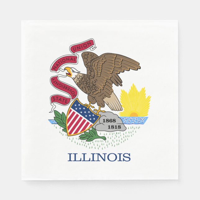 Guardanapo De Papel Bandeira do Estado de Illinois (Frente)