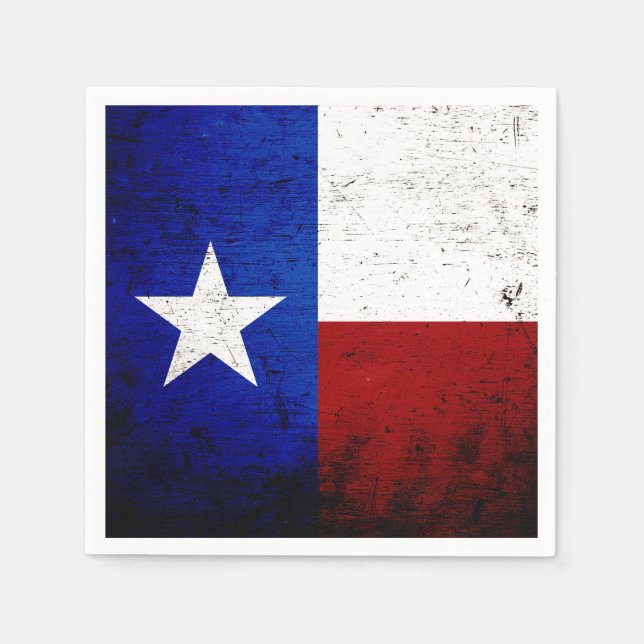 Guardanapo De Papel Bandeira do Estado do Texas Black Grunge (Frente)