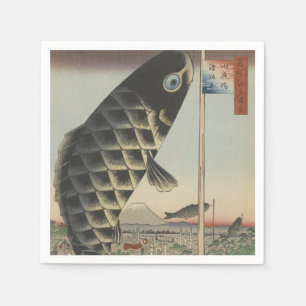 Guardanapo De Papel Bandeira do Festival de Peixes Koi Hiroshige Japon