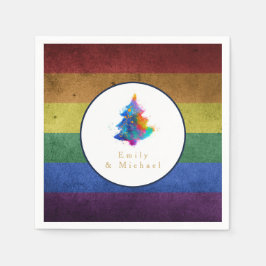 Guardanapo De Papel Bandeira do Orgulho LGBT Árvore de Natal Arco-íris