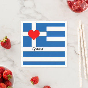 Guardanapo De Papel Bandeira e Coração Gregos - Grécia de viagem/f