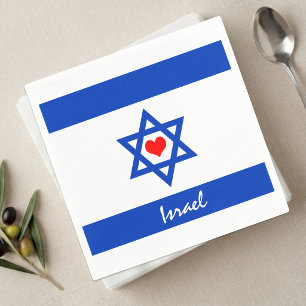 Guardanapo De Papel Bandeira e coração israelenses - viagem israelen