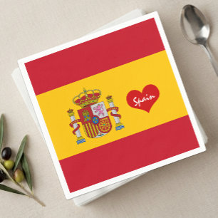 Guardanapo De Papel Bandeira espanhola com coração vermelho - fãs d