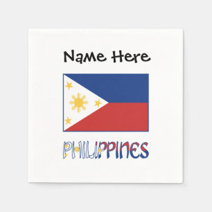 Guardanapo De Papel Bandeira Filipina Filipina Nome Personalizado 
