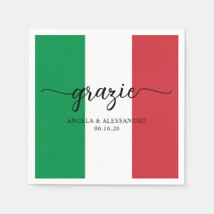 Guardanapo De Papel Bandeira Italiana Caligrafia Elegante Grazie