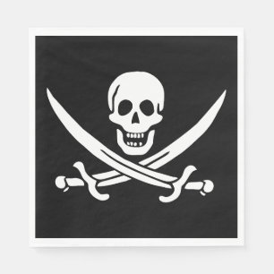 Guardanapo De Papel Bandeira Pirata Caveira Espadas Cruzadas