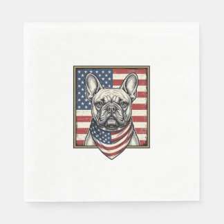 Guardanapo De Papel Bandeira Vintage Patriótica do Bulldog Francês
